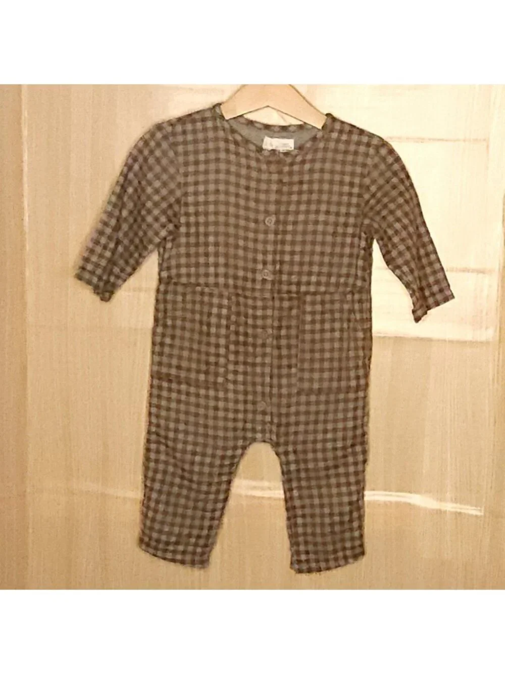 Little Planet Infant Gauzy Cotton Brown Blue One Piece Outfit 9 Months